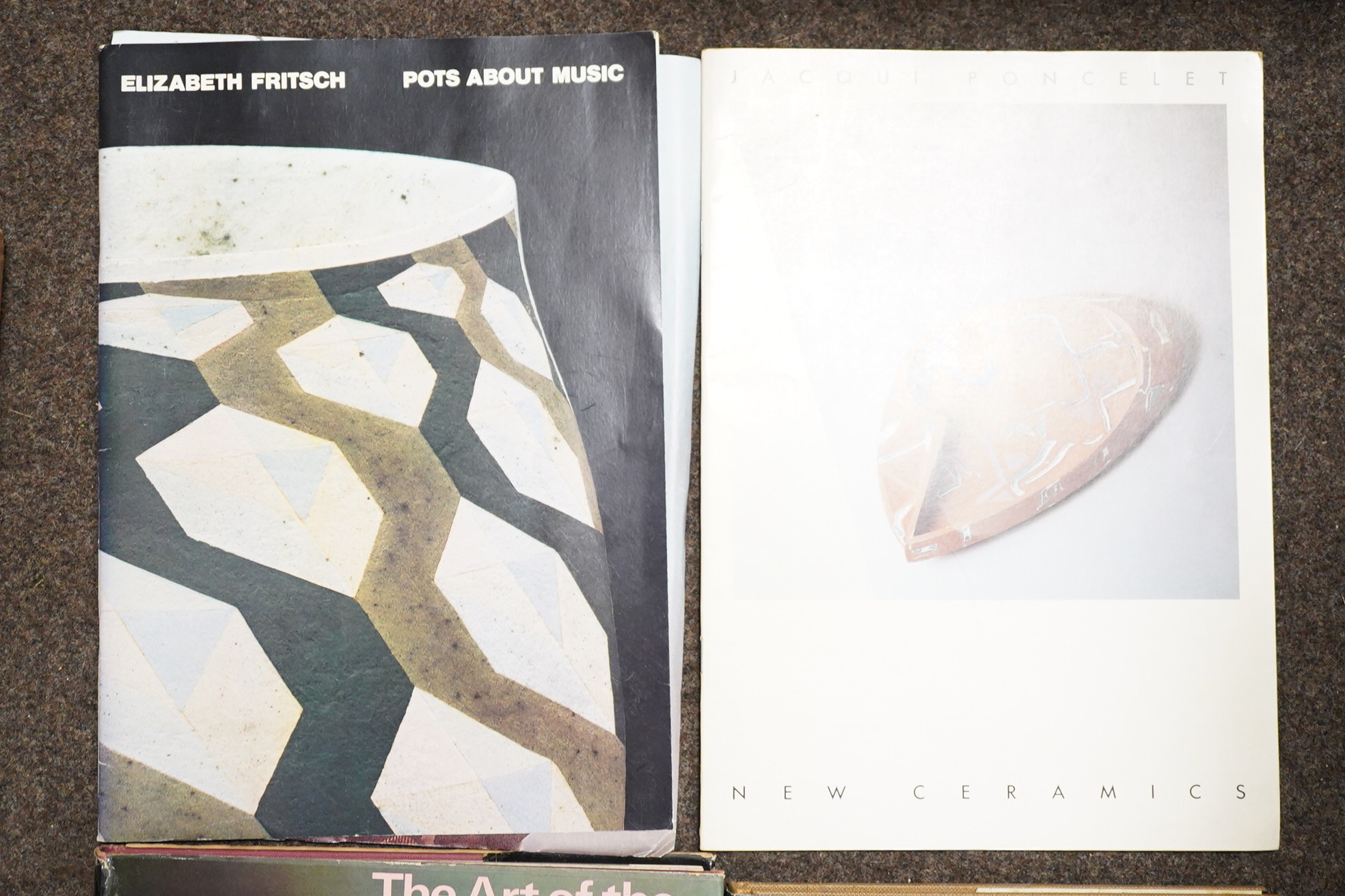 Rogers, Mary - Our Pottery and Porcelain. many illus. (some colour); publisher's cloth and d/wrapper. 1979; Lucie-Smith, Edward - Elizabeth Fritsch: vessels from another world ... coloured illus.; pictorial pbk. 1993